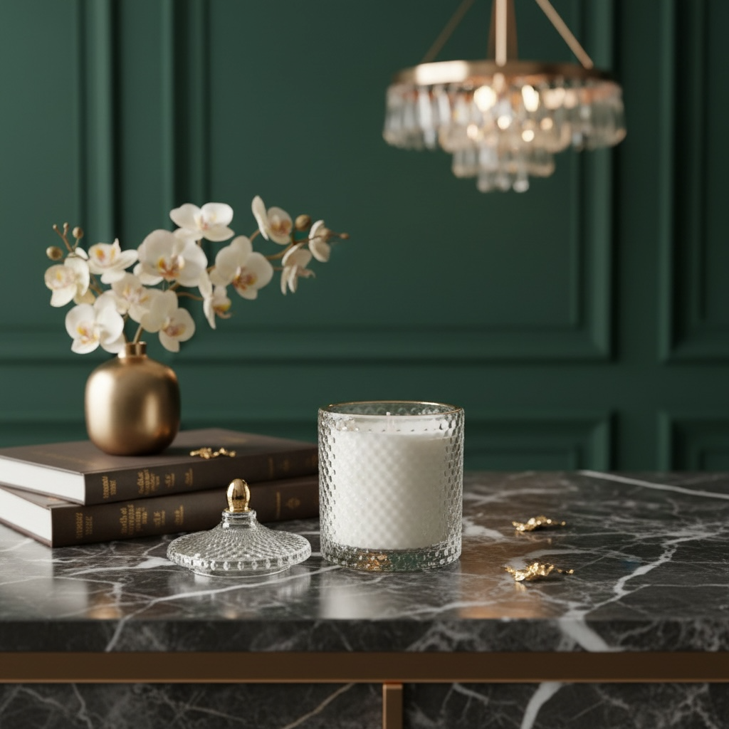 White and Gold Luxe Candle