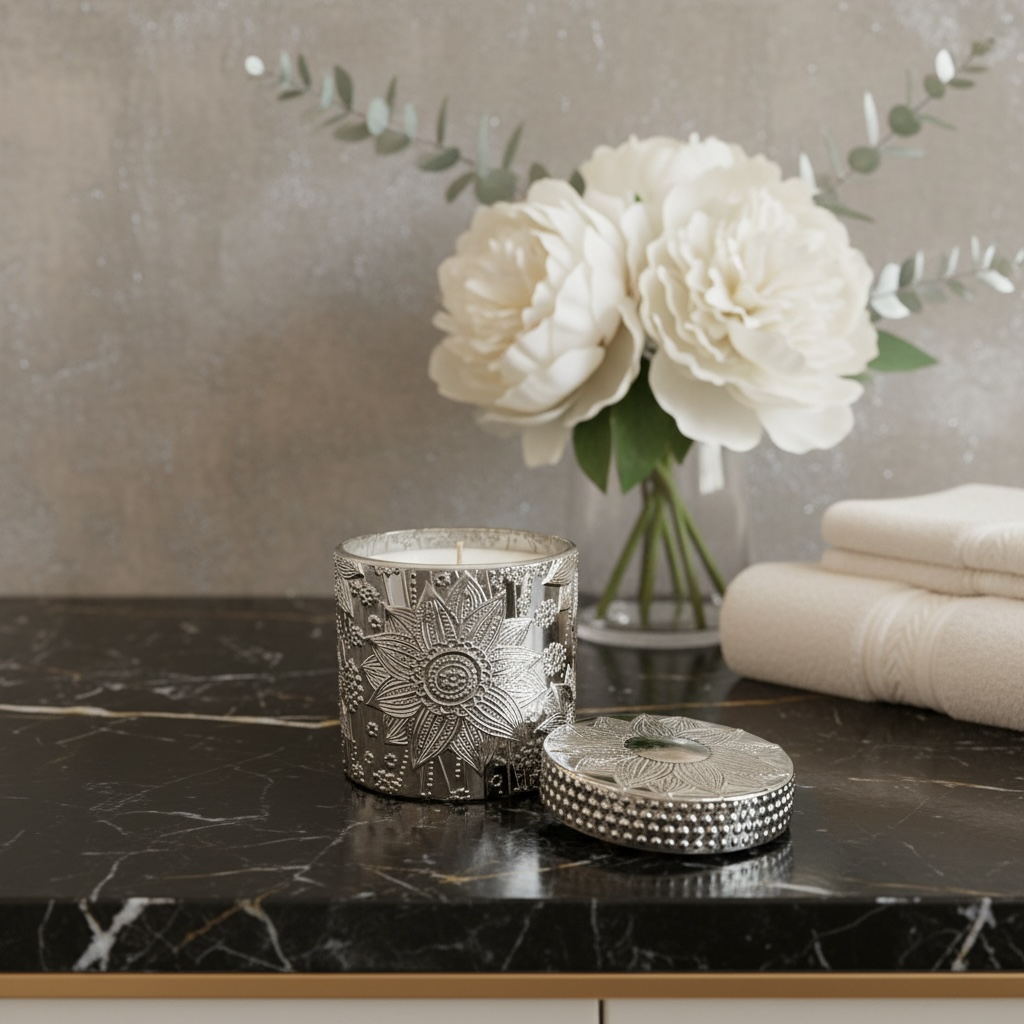 Silver Lotus Candle